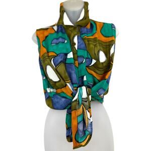 90's OM pure rayon geometric blouse Medium